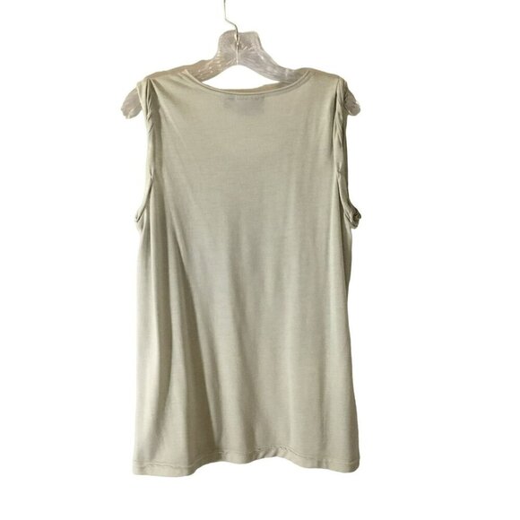 Simply Vera Dressy Sleeveless Tee Gold Metallic Accent Sz Large Beige Plain Back - Picture 6 of 10